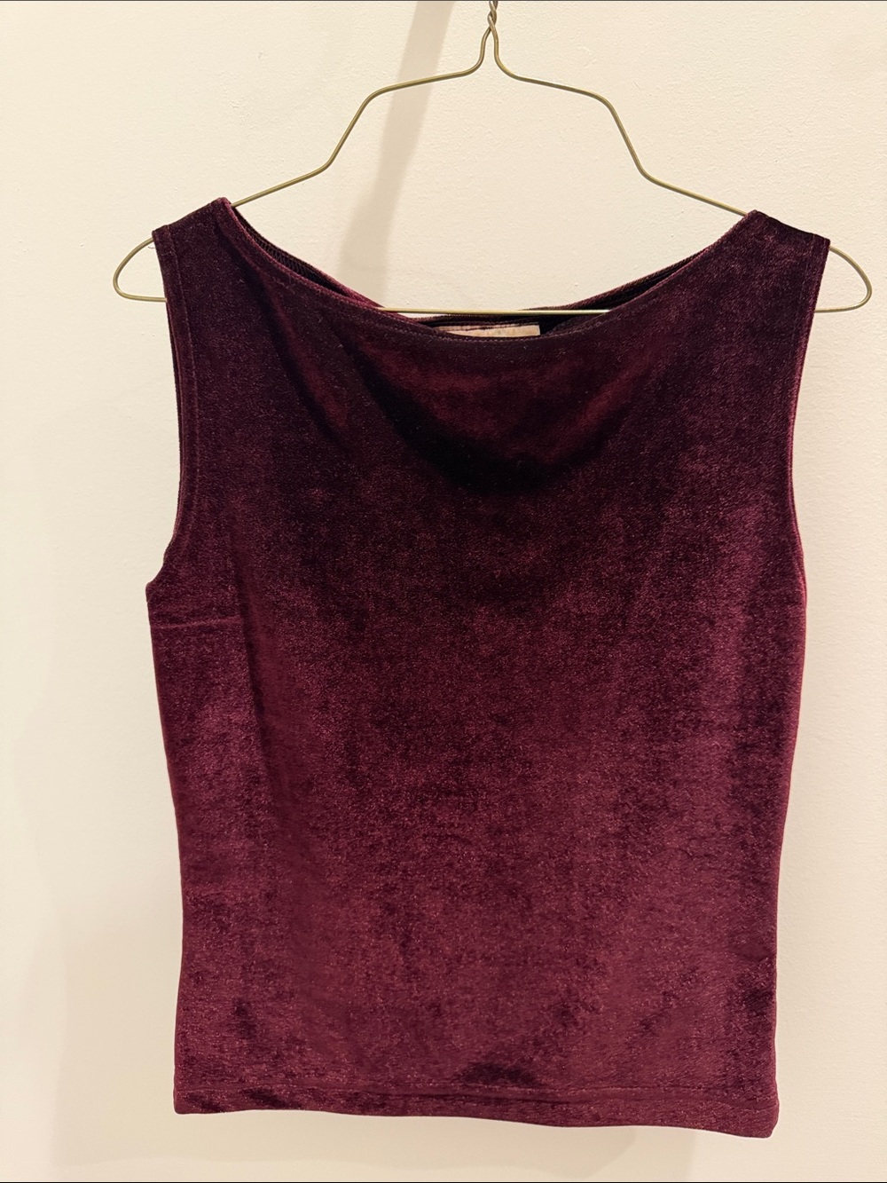 Velvet Sleeveless Blouse in Deep Plum
